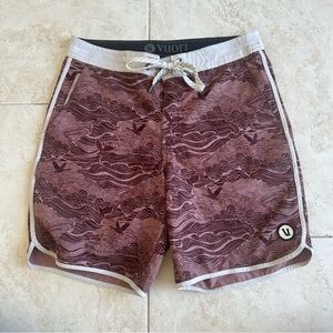 Vuori Brown and Cream Swim Board Shorts